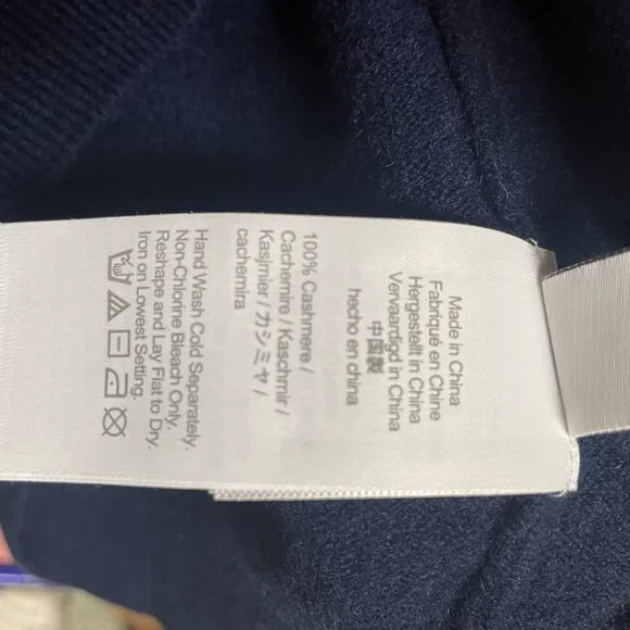 J CREW Midweight 100% Cashmere Navy Blue Hoodie Pullover Sweater Unisex - Picture 11 of 11